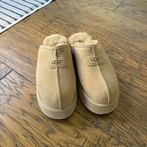 UGG Beige Suede Slip-On Mules